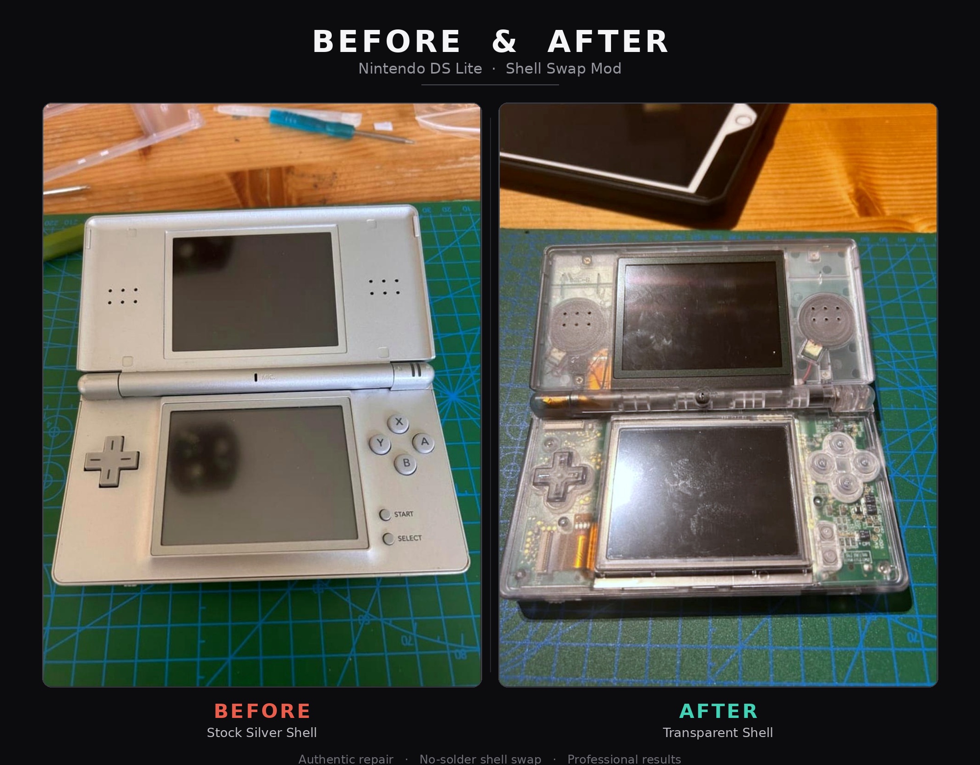 Nintendo DS Lite Silver → Transparent